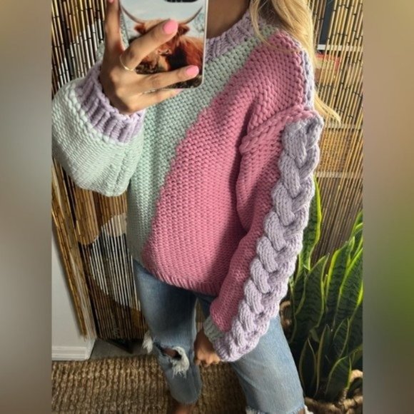 NWT Loveshackfancy Isaiah Pullover Sweater Small NEW Chunky Cable Knit Oversized - Picture 6 of 11